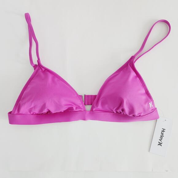 Hurley Fuchsia Pink Triangle Bikini Top Swimwear Size XL - Picture 1 of 4